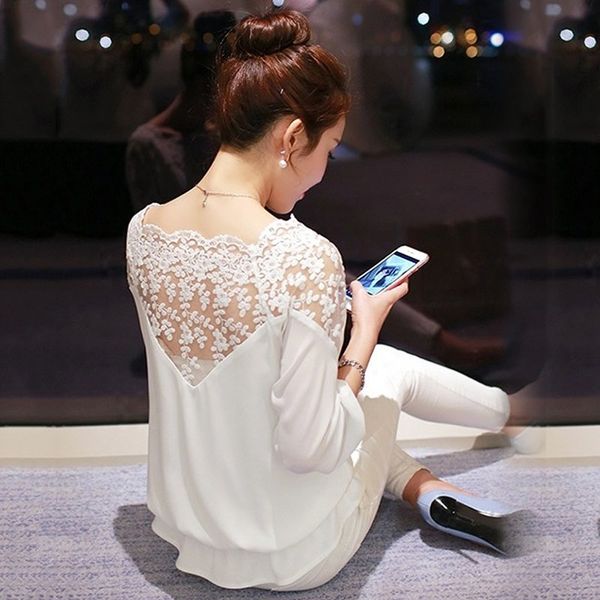 women's blouses & shirts solid lace edge blouse summer chiffon long sleeve black white
women's blouses & shirts solid lace edge blouse summer chiffon long sleeve black white