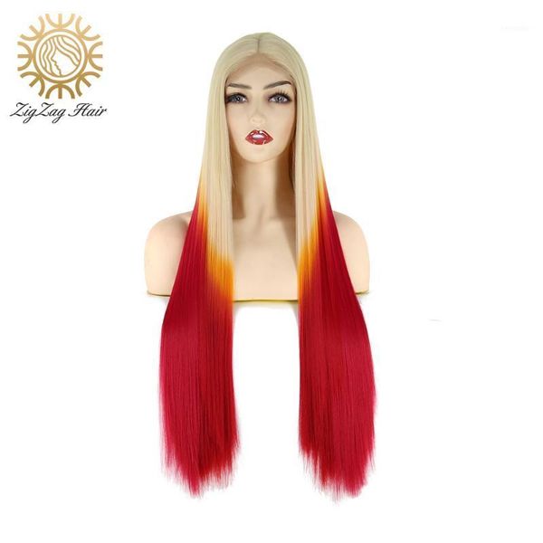 zigzag glueless synthetic lace front wig for women 3t 613 ombre yellow red long straight heat resistant fiber middle part1, Black
zigzag glueless synthetic lace front wig for women 3t 613 ombre yellow red long straight heat resistant fiber middle part1, Black