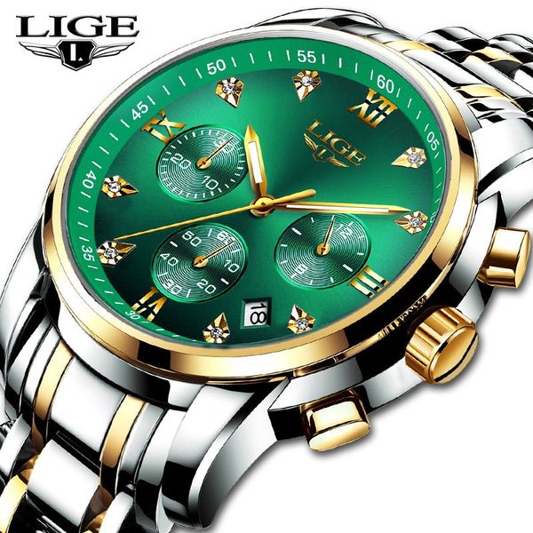 wristwatches lige men watches fashion gold green stainless steel waterproof sport watch date quartz chronograph 2021, Slivery;brown
wristwatches lige men watches fashion gold green stainless steel waterproof sport watch date quartz chronograph 2021, Slivery;brown