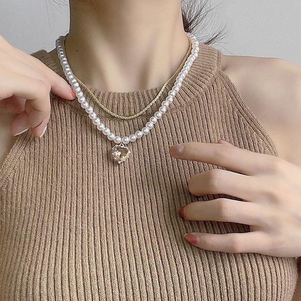 chains mihan modern jewelry heart pendant necklace delicate design korean temperament simulated pearl for women gifts, Silver
chains mihan modern jewelry heart pendant necklace delicate design korean temperament simulated pearl for women gifts, Silver