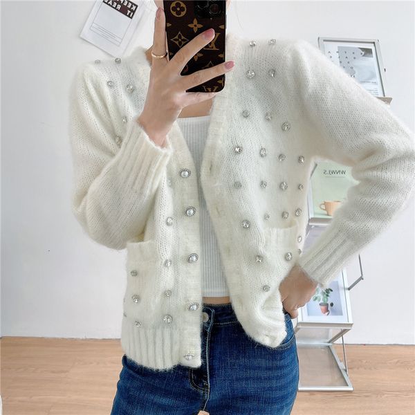 women's knits & tees women white cardigan new mohair sweater v neck single breasted beaded coat korean fashion knitted jacket jf20
women's knits & tees women white cardigan new mohair sweater v neck single breasted beaded coat korean fashion knitted jacket jf20
