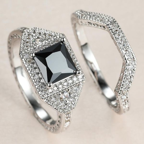 hip hop female black crystal stone ring set charm silver color wedding rings for women dainty square zircon engagement, Slivery;golden
hip hop female black crystal stone ring set charm silver color wedding rings for women dainty square zircon engagement, Slivery;golden