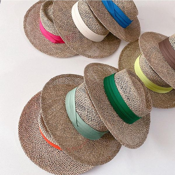 wide brim hats retro british children's cap ribbon decoration straw hat boy flat sun protection caps girl beach, Blue;gray
wide brim hats retro british children's cap ribbon decoration straw hat boy flat sun protection caps girl beach, Blue;gray
