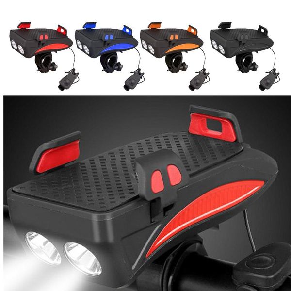 4-in-1 usb 2 led bicycle headlight lights 2000/4000ma power rank 5 sounds horn phone holder mtb mountain road accessory bike
4-in-1 usb 2 led bicycle headlight lights 2000/4000ma power rank 5 sounds horn phone holder mtb mountain road accessory bike