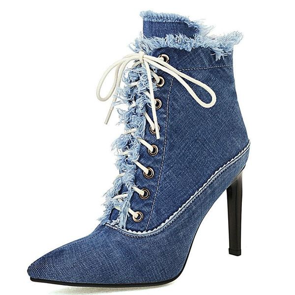 boots denim boot high heels women lace up ankle pointed toe lady shoes spring footwear casual size 42 43, Black
boots denim boot high heels women lace up ankle pointed toe lady shoes spring footwear casual size 42 43, Black