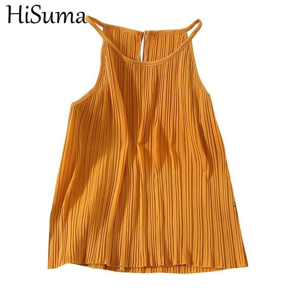 women's blouses & shirts hisuma summer halter sleeveless women basic striped chiffon shirt elegant lady elastic slim pleated pullover s, White
women's blouses & shirts hisuma summer halter sleeveless women basic striped chiffon shirt elegant lady elastic slim pleated pullover s, White