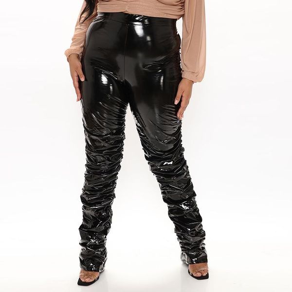 plus size pants high waist pleated women pu leather shirring trousers ladies shiny patent bodycon leggings custom, Black
plus size pants high waist pleated women pu leather shirring trousers ladies shiny patent bodycon leggings custom, Black