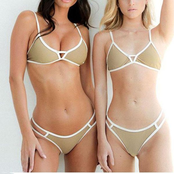 women's swimwear 2021 mujer women fashion bikini khaki split swimsuit printed adjustable chest pad set, White;black
women's swimwear 2021 mujer women fashion bikini khaki split swimsuit printed adjustable chest pad set, White;black