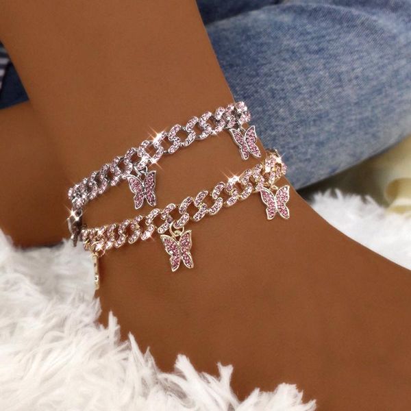 anklets 2021 butterfly rhinestone cuban link chain anklet for women girl summer luxury bracelets beach foot fashion jewelry, Red;blue
anklets 2021 butterfly rhinestone cuban link chain anklet for women girl summer luxury bracelets beach foot fashion jewelry, Red;blue