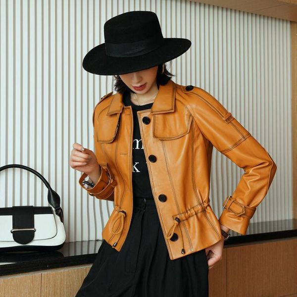 women's leather & faux real sheepskin coat female genuine jacket short slim jackets for women turndown collar outerwear jaqueta de cour, Black
women's leather & faux real sheepskin coat female genuine jacket short slim jackets for women turndown collar outerwear jaqueta de cour, Black