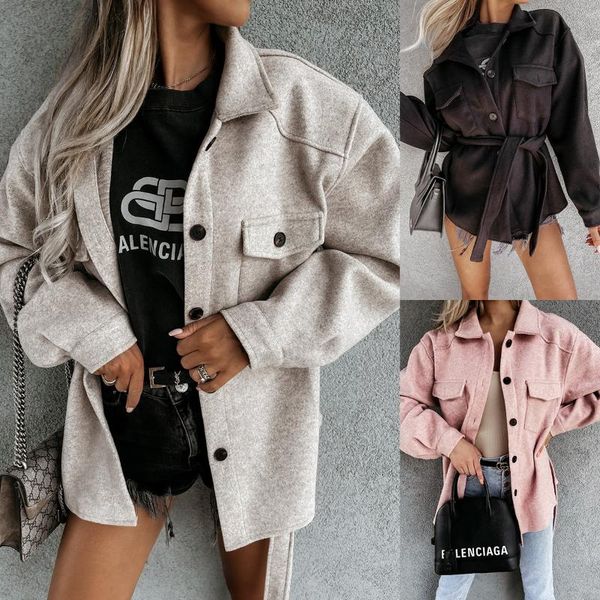 women's wool & blends 2021 european and american fashion straps solid color lapel two-color woolen jacket, Black
women's wool & blends 2021 european and american fashion straps solid color lapel two-color woolen jacket, Black