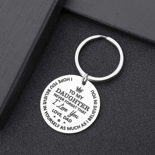 inspirational gifts keychain to daughter birthday christmas present encouragement keyring girls from mom dad family pendant keychains, Silver