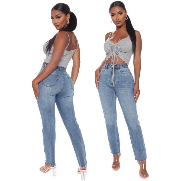 jeans women's casual classic retro tight elastic denim trousers spring summer vintage high waist washed, Blue
jeans women's casual classic retro tight elastic denim trousers spring summer vintage high waist washed, Blue
