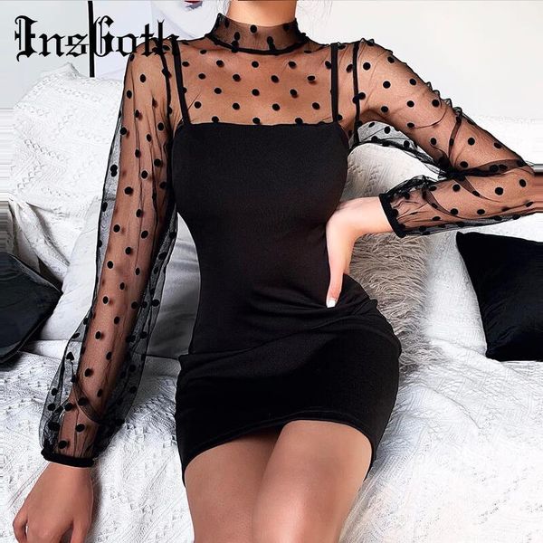 insgoth casual black mini dress women streetwear mesh see-through long sleeve bodycon female party dresses, Black;gray
insgoth casual black mini dress women streetwear mesh see-through long sleeve bodycon female party dresses, Black;gray