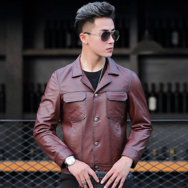 sheepskin quality biker clothes casual slim leather coat genuine jacket men's & faux, Black
sheepskin quality biker clothes casual slim leather coat genuine jacket men's & faux, Black