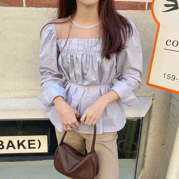 two piece dress retro blue mesh high waist lace up 2021 pleated patchwork sweet all match ol fashion girls blouses rezf, White
two piece dress retro blue mesh high waist lace up 2021 pleated patchwork sweet all match ol fashion girls blouses rezf, White