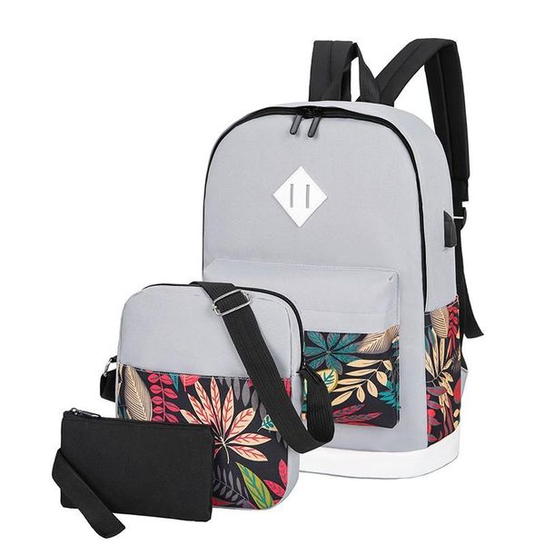 backpack fashion brand designer ladies stitching printing three-piece school bag usb charging campus travel messenger handbag
backpack fashion brand designer ladies stitching printing three-piece school bag usb charging campus travel messenger handbag