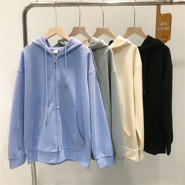luxury ets solid color hooded women's 2021 autumn hong kong bf style loose casual zipper cardigan et fashion, Black;brown
luxury ets solid color hooded women's 2021 autumn hong kong bf style loose casual zipper cardigan et fashion, Black;brown