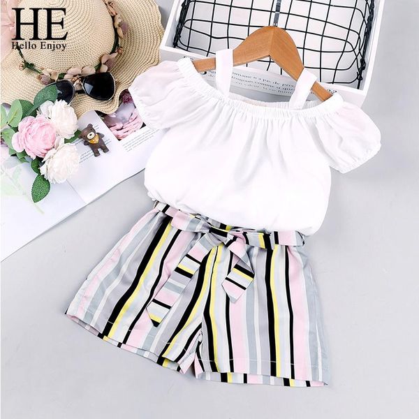 hello enjoy summer 2021 girls short sleeve striped shorts two-piece suit children's clothing solid color shirts bow pants sets, White
hello enjoy summer 2021 girls short sleeve striped shorts two-piece suit children's clothing solid color shirts bow pants sets, White
