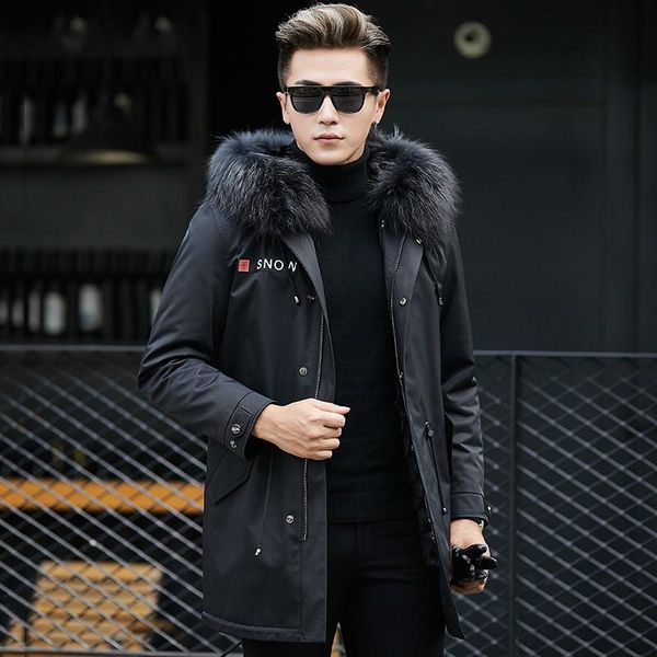 men's leather & faux real fur coat mink liner raccoon collar parka jacket men casual warm parkas plus size mcn888 yy616, Black
men's leather & faux real fur coat mink liner raccoon collar parka jacket men casual warm parkas plus size mcn888 yy616, Black