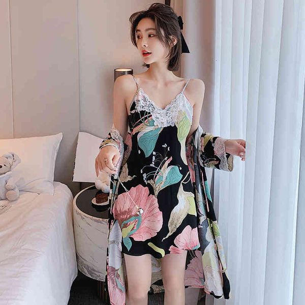 women's sleepwear pajamas set 2 pieces women sling robe plant printing large size cotton silk nightdress lady lace homewear 75oi, Black;red
women's sleepwear pajamas set 2 pieces women sling robe plant printing large size cotton silk nightdress lady lace homewear 75oi, Black;red