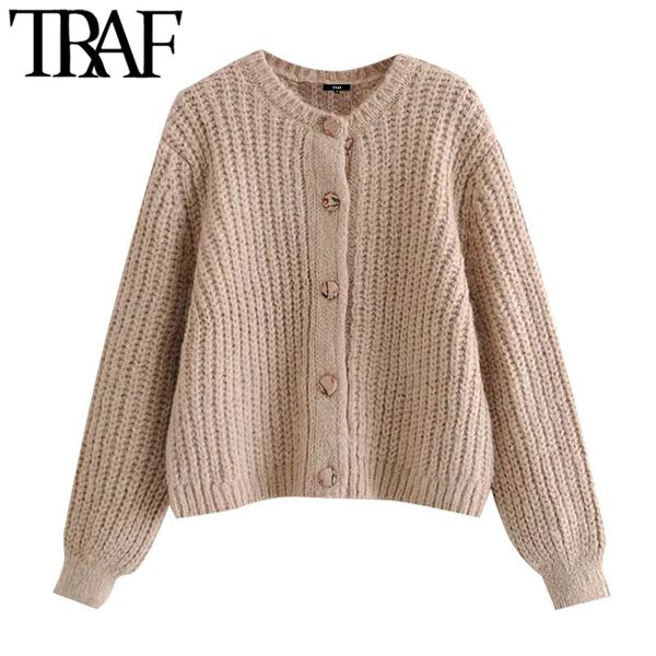 traf women fashion covered button jacquard knitted cardigan sweater vintage lantern sleeve female outerwear chic 210415, White;black
traf women fashion covered button jacquard knitted cardigan sweater vintage lantern sleeve female outerwear chic 210415, White;black