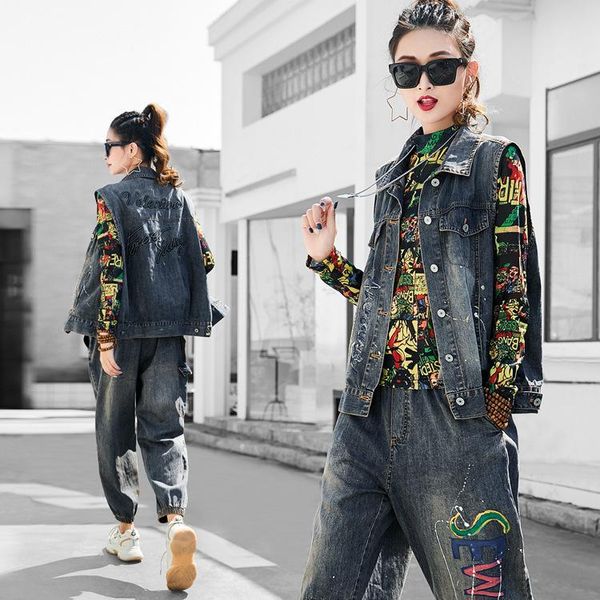 women's vests 2021 fashion denim vest medium length lazy style size trend clothes for women, Black;white
women's vests 2021 fashion denim vest medium length lazy style size trend clothes for women, Black;white
