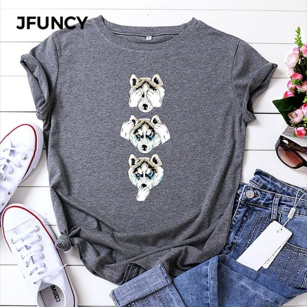 women's t-shirt jfuncy 100% cotton women tshirts oversize short sleeve summer loose tee shirt dog print woman, White
women's t-shirt jfuncy 100% cotton women tshirts oversize short sleeve summer loose tee shirt dog print woman, White