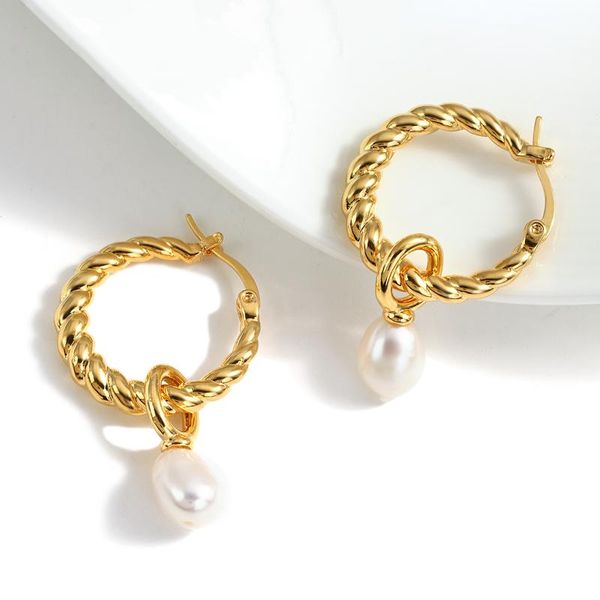 hoop & huggie lifefontier gold plated copper natural freshwater pearl earrings for women geometric twist circle round jewelry, Golden;silver
hoop & huggie lifefontier gold plated copper natural freshwater pearl earrings for women geometric twist circle round jewelry, Golden;silver