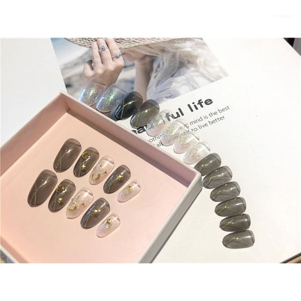 24pcs bronzing moon star oily false nail brown removable manicure full cover long decoration 2021 design beauty1, Red;gold
24pcs bronzing moon star oily false nail brown removable manicure full cover long decoration 2021 design beauty1, Red;gold