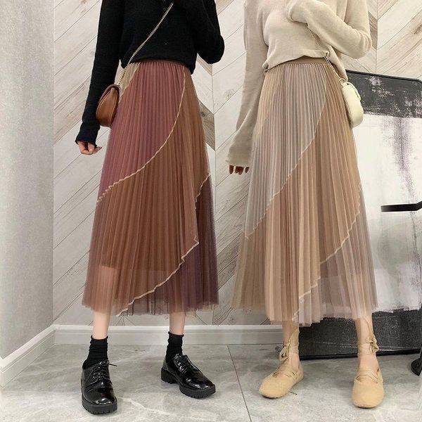 skirts spring 2021 patchwork pleated gauze skirt elastic high waist slim medium length a-line swing, Black
skirts spring 2021 patchwork pleated gauze skirt elastic high waist slim medium length a-line swing, Black