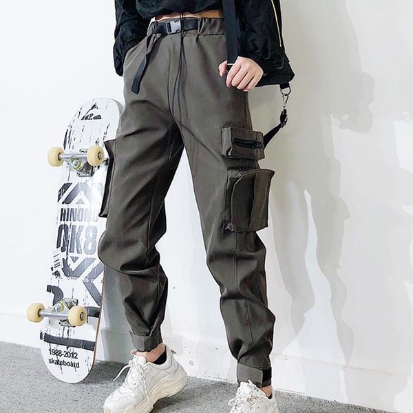 women's pants & capris 2021spring zipper pockets women high waist cargo sports belt joggers loose harajuku bf elastics trousers, Black;white
women's pants & capris 2021spring zipper pockets women high waist cargo sports belt joggers loose harajuku bf elastics trousers, Black;white