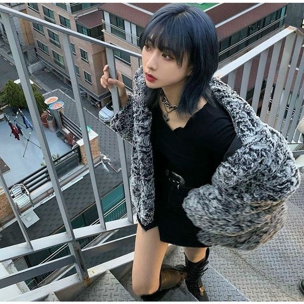 blends winter thick warm women fashion fake rabbit medium long coats turn down collar faux fur outerwear a264, Black
blends winter thick warm women fashion fake rabbit medium long coats turn down collar faux fur outerwear a264, Black