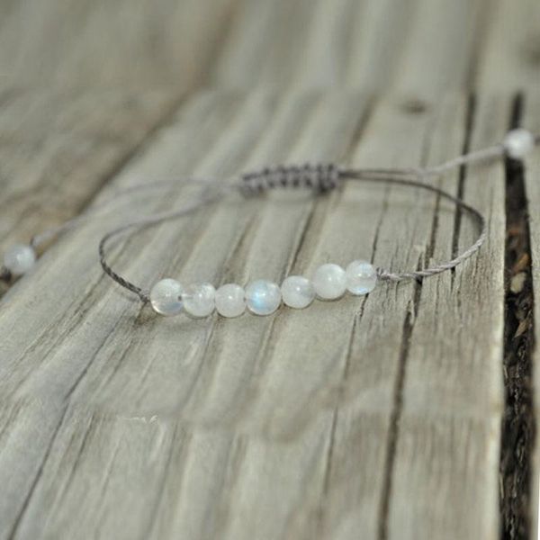 beaded, strands moonstone meditation bracelet crystal healing stack fertility childbirth, Black