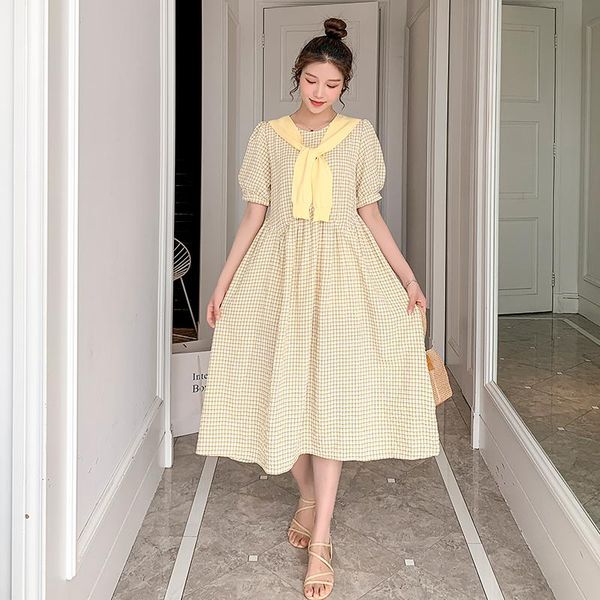 maternity dresses 2021 korean style pregnant women loose dress with short sleeves plus size plaid fashion pregnancy a-line, White
maternity dresses 2021 korean style pregnant women loose dress with short sleeves plus size plaid fashion pregnancy a-line, White