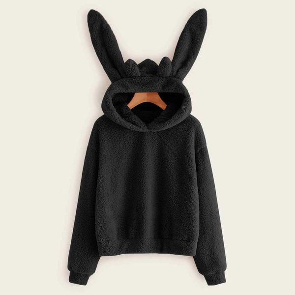 women's hoodies & sweatshirts women fashion plush ear hat solid color ladies long sleeve hooded sweatshirt pullover kawaii clothes, Black
women's hoodies & sweatshirts women fashion plush ear hat solid color ladies long sleeve hooded sweatshirt pullover kawaii clothes, Black