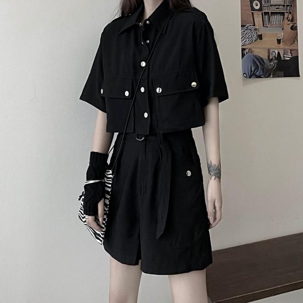 women's tracksuits jmprs cargo women 2 piece set summer plus size loose short sleeve crop shirt gothic black fashion high waist shorts, Gray
women's tracksuits jmprs cargo women 2 piece set summer plus size loose short sleeve crop shirt gothic black fashion high waist shorts, Gray