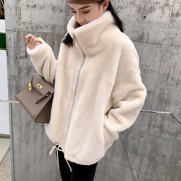 women's fur & faux real wool coat autumn winter 2021 oversized female jacket korean simple coats casaco feminino zjt1703, Black
women's fur & faux real wool coat autumn winter 2021 oversized female jacket korean simple coats casaco feminino zjt1703, Black
