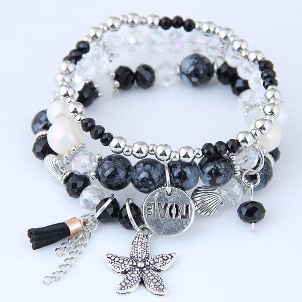 beaded, strands bohemia women fashion love starfish bracelet multilayer bangle beaded tassel for ladies, Black
beaded, strands bohemia women fashion love starfish bracelet multilayer bangle beaded tassel for ladies, Black