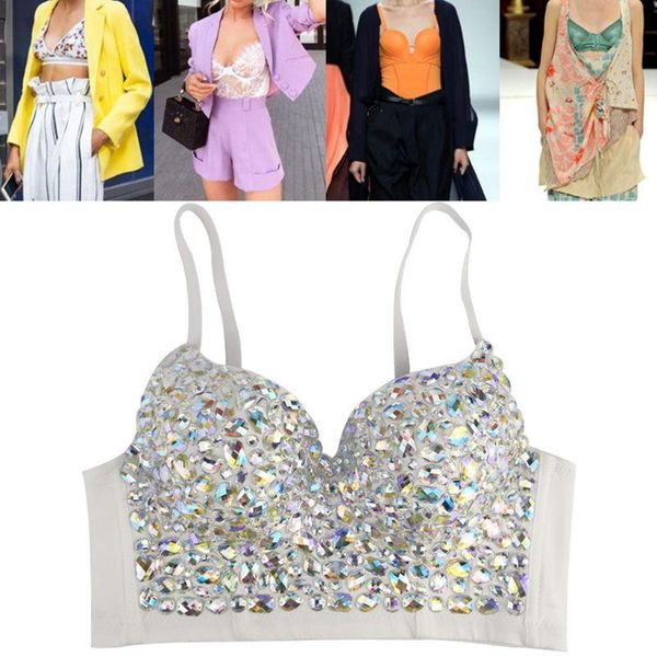 women ab colored rhinestone bustier crop spaghetti strap push up bralette glitter club party corset bra vest women's tanks & camis, White
women ab colored rhinestone bustier crop spaghetti strap push up bralette glitter club party corset bra vest women's tanks & camis, White