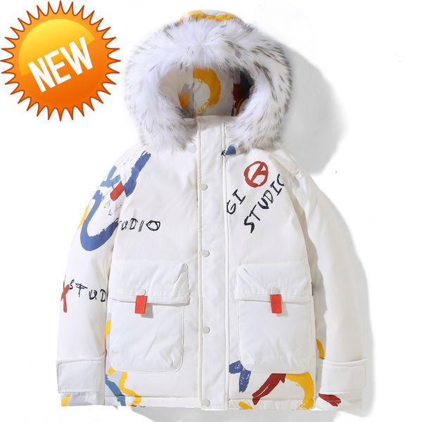 hip hop men down faux fur jacket graffiti streetwear 2021 casual white duck mens coat waterproof windproof male clothing, Black
hip hop men down faux fur jacket graffiti streetwear 2021 casual white duck mens coat waterproof windproof male clothing, Black