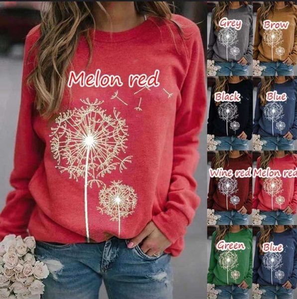 autumn and winter dandelion print round neck long sleeve casual loose sweater, White
autumn and winter dandelion print round neck long sleeve casual loose sweater, White