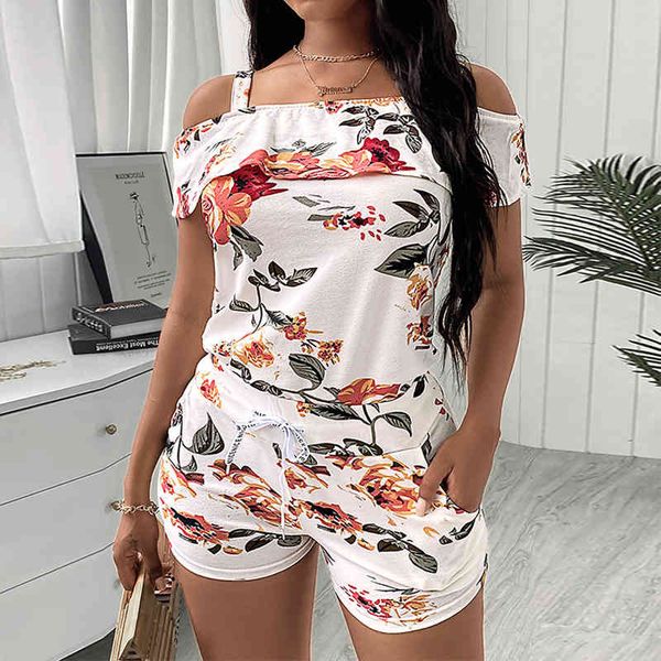 women floral strap off-shoulder high waist shorts two-piece set women fashion clothing drawstring shorts set 210521, White
women floral strap off-shoulder high waist shorts two-piece set women fashion clothing drawstring shorts set 210521, White