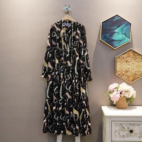 casual dresses superaen autumn french retro print stand loose plus size medium and long slim a-line woman dress, Black;gray
casual dresses superaen autumn french retro print stand loose plus size medium and long slim a-line woman dress, Black;gray
