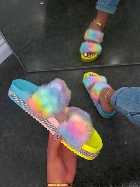 large-size rhinestone hairy slippers 2021 autumn flat-bottomed sandals and shoes, Black
large-size rhinestone hairy slippers 2021 autumn flat-bottomed sandals and shoes, Black