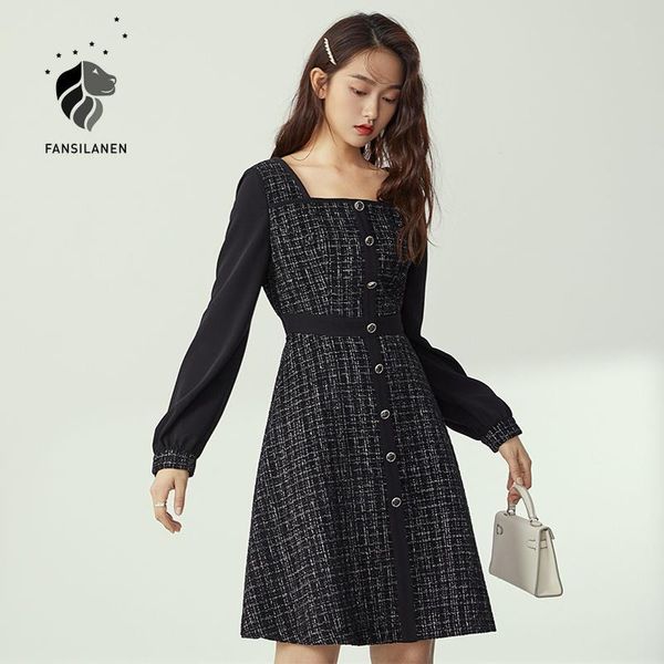 casual dresses fansilanen tweed plaid short black dress women long sleeve slim vintage autumn winter lurex female elegant party, Black;gray
casual dresses fansilanen tweed plaid short black dress women long sleeve slim vintage autumn winter lurex female elegant party, Black;gray