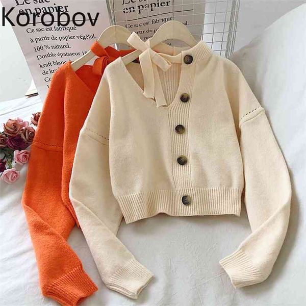 korobov winter new chic hollow out v neck bow cardigans korean long sleeve button short sweater thick sueter mujer 210430, White
korobov winter new chic hollow out v neck bow cardigans korean long sleeve button short sweater thick sueter mujer 210430, White