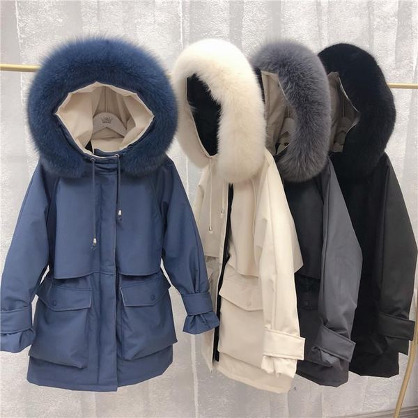 women's jackets 2021 winter loose thick warm jacket big collar hooded women white duck down coat casaco feminino parkas, Black;brown
women's jackets 2021 winter loose thick warm jacket big collar hooded women white duck down coat casaco feminino parkas, Black;brown