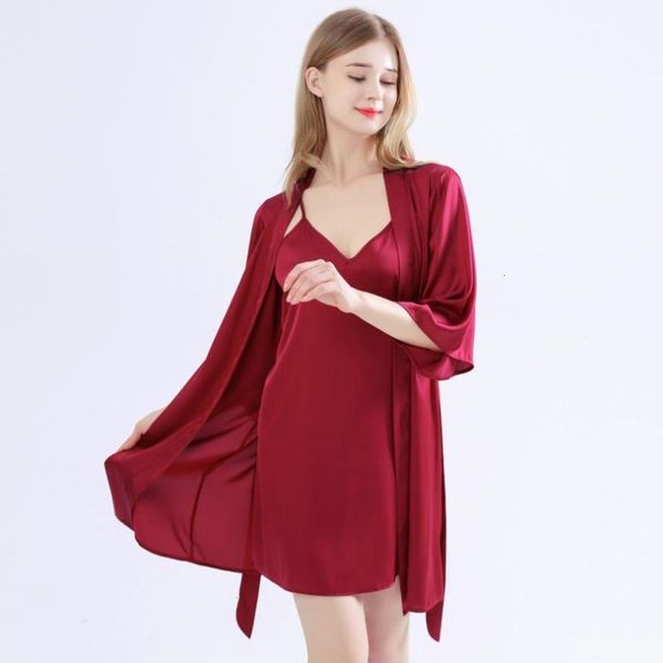 women's satin wedding women silky nighty&robe set solid 2pcs sleepwear female twinset robe casual kimono gown home wear1 feuw, Black;red
women's satin wedding women silky nighty&robe set solid 2pcs sleepwear female twinset robe casual kimono gown home wear1 feuw, Black;red