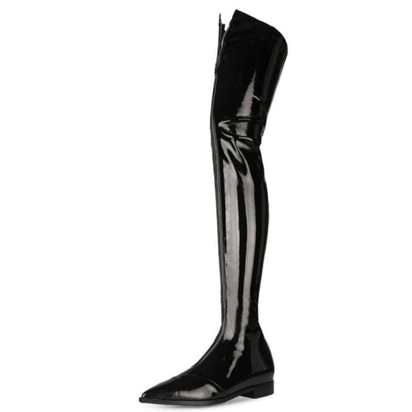 boots flat women winter over the knee high pointed toe front zipper decorate shoes fashion modern pu color, Black
boots flat women winter over the knee high pointed toe front zipper decorate shoes fashion modern pu color, Black